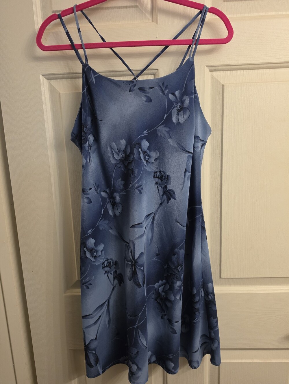 VTG 90s Basic Editions Floral Dress Large Blue Whimsigoth Strappy Lace Up Back